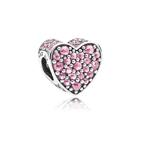 PANDORA Pink Dazzling Heart Pink CZ Charm - 792069PCZ