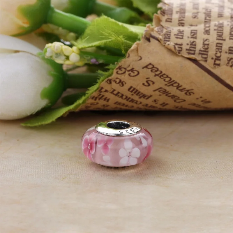 (image for) PANDORA Pink flower Glass Murano Charm - 791652A - View 3