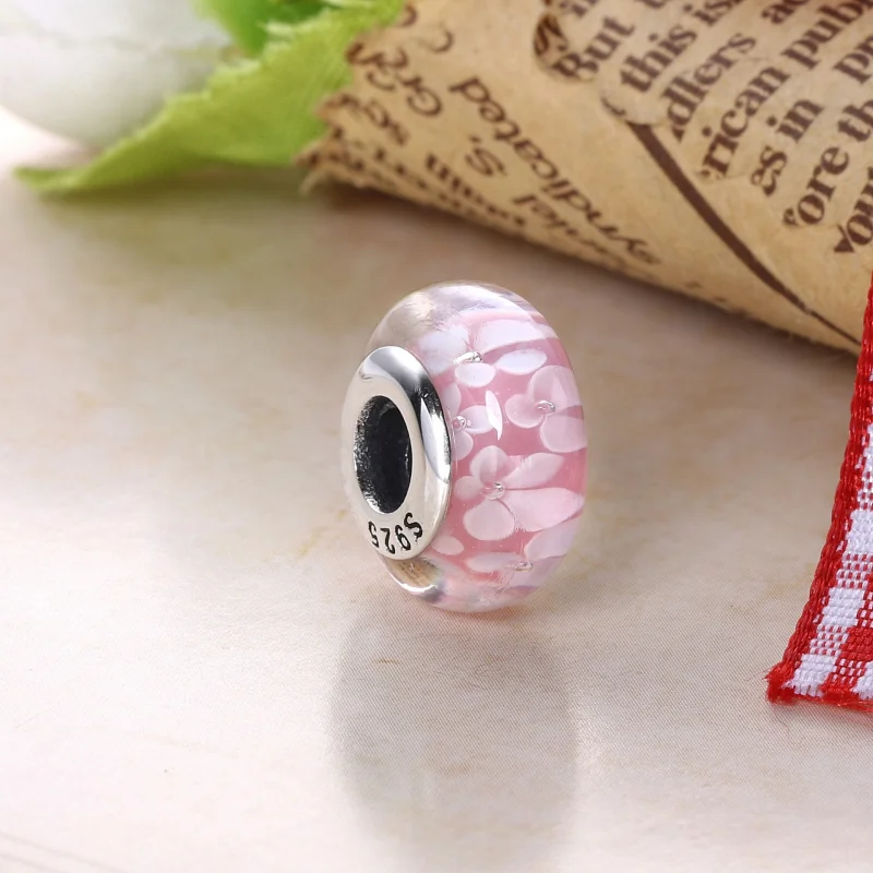 (image for) PANDORA Pink flower Glass Murano Charm - 791653A - View 2