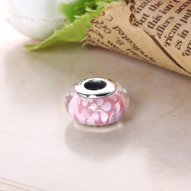 (image for) PANDORA Pink flower Glass Murano Charm - 791653A - View 3
