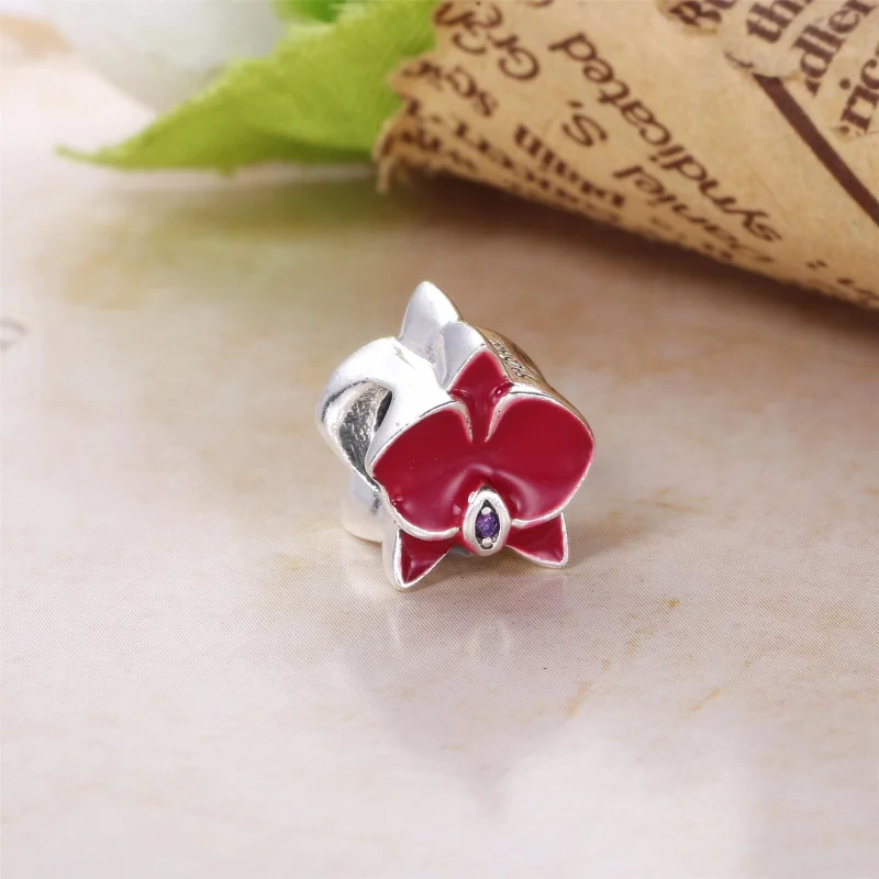 (image for) PANDORA Pink Orchid Charm - 792074EN69 - View 2