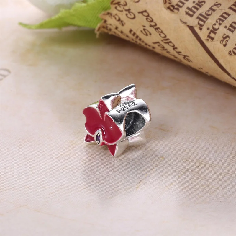 (image for) PANDORA Pink Orchid Charm - 792074EN69 - View 3