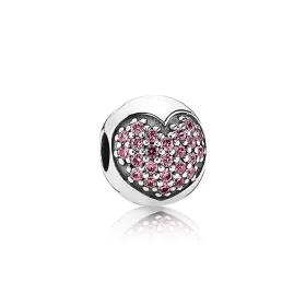 PANDORA Pink Pavé Heart Clip - 791053CZS