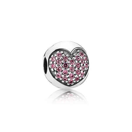 PANDORA Pink Pavé Heart Clip - 791053CZS