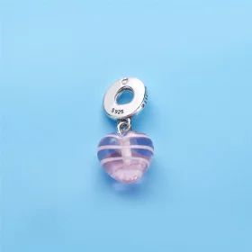 PANDORA Pink Ribbon Heart Dangle Charm, Murano Glass - 797069 PANDORA Pink Ribbon Heart Dangle Charm, Murano Glass - 797069