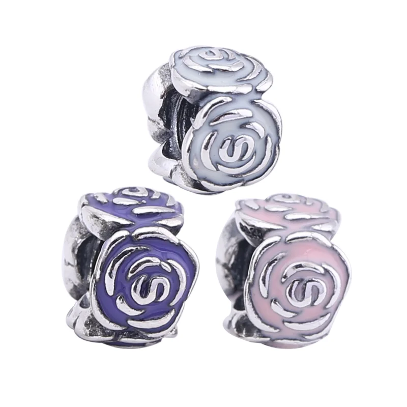 (image for) PANDORA Pink Rose Charm Clip - 791291EN40 - View 6