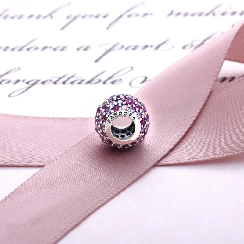 (image for) PANDORA Pink Sparkles Pavé Ball Charm - 791261ACZMX - View 5
