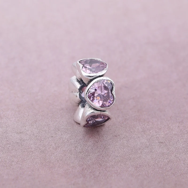 (image for) PANDORA Pink Sparkling Heart Spacer - 791252CZS - View 2