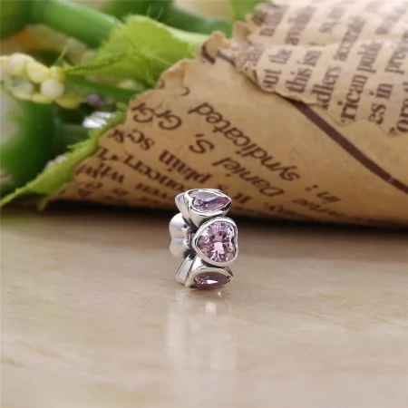 PANDORA Pink Sparkling Heart Spacer - 791252CZS
