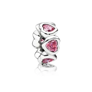 (image for) PANDORA Pink Sparkling Heart Spacer - 791252CZS