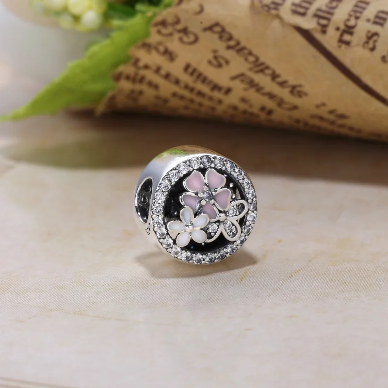 (image for) PANDORA Poetic Blooms, Mixed Enamels & Clear Cz Charm - PX00275-1 - View 3