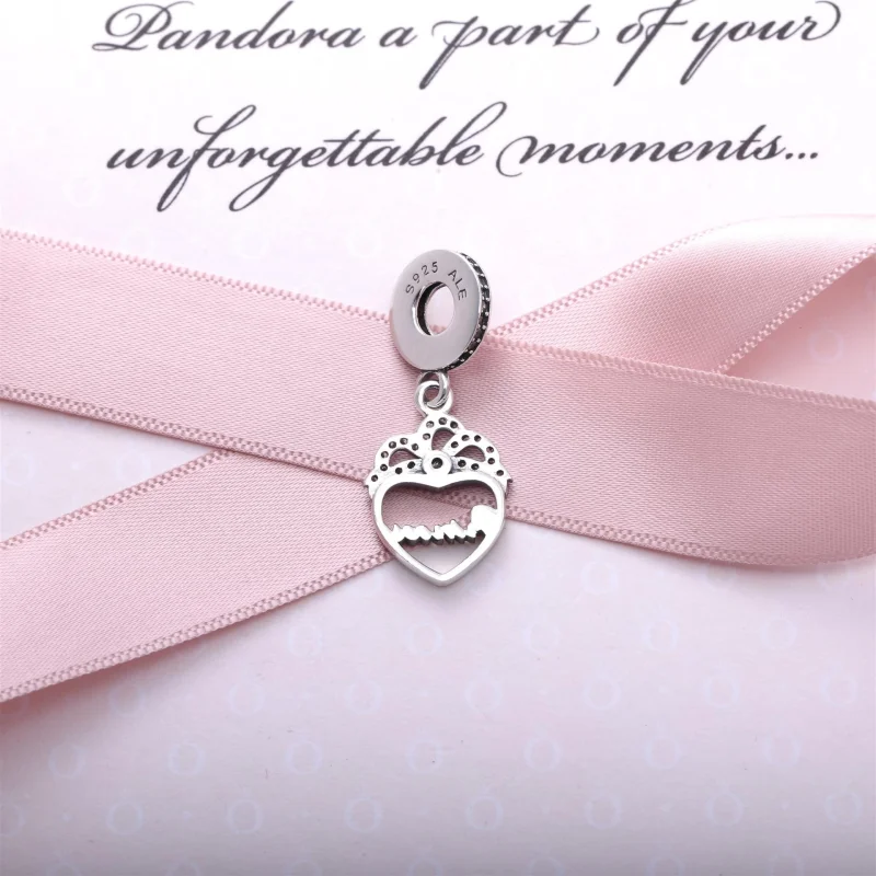 (image for) PANDORA Princess Crown Heart Pendant Charm - 791962cz - View 3
