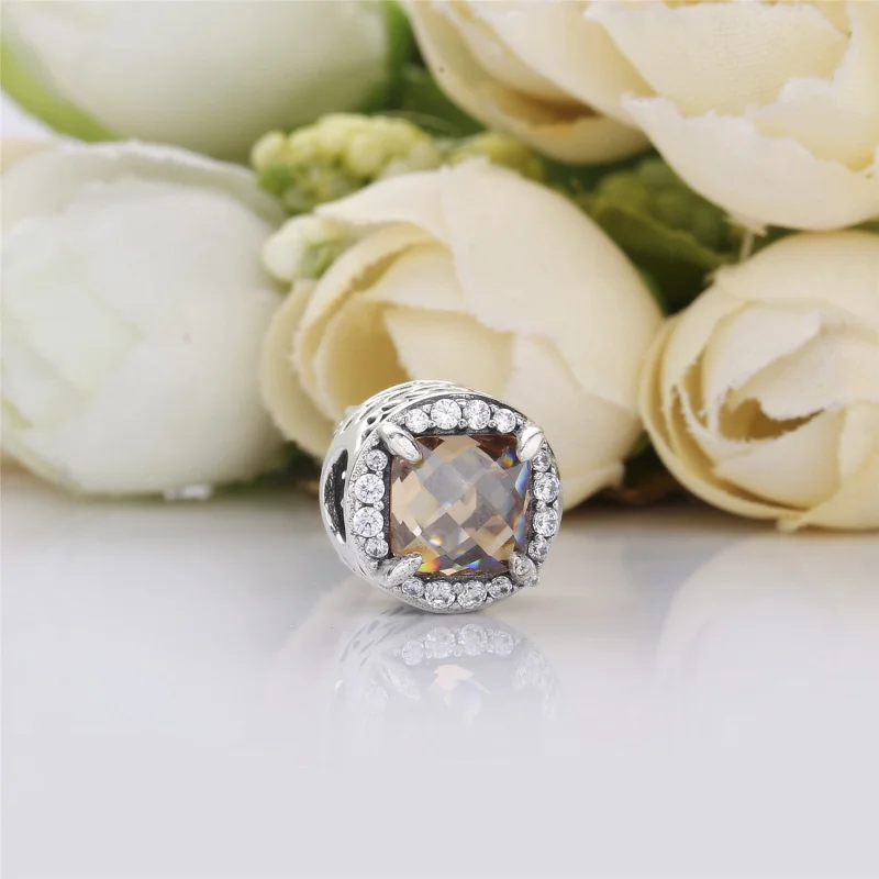 (image for) PANDORA Radiant Grains of Energy Charm, Clear & Golden Colored CZ - 797650CCZ - View 2