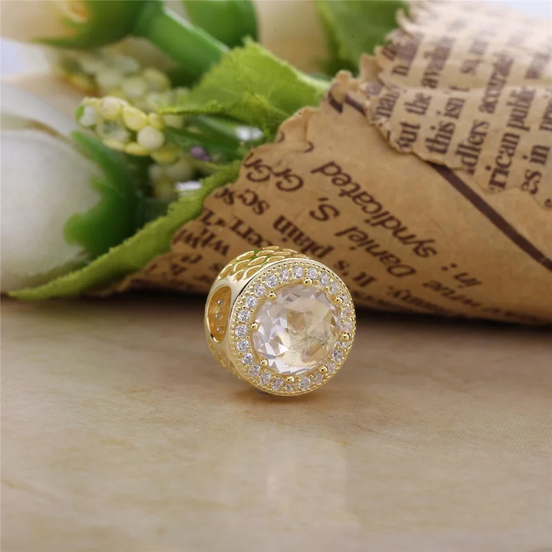 (image for) PANDORA Radiant Hearts Charm, 14K Gold  Clear CZ - 750843CZ - View 2