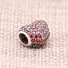 PANDORA Red Pavé Heart Charm - 791052CZR