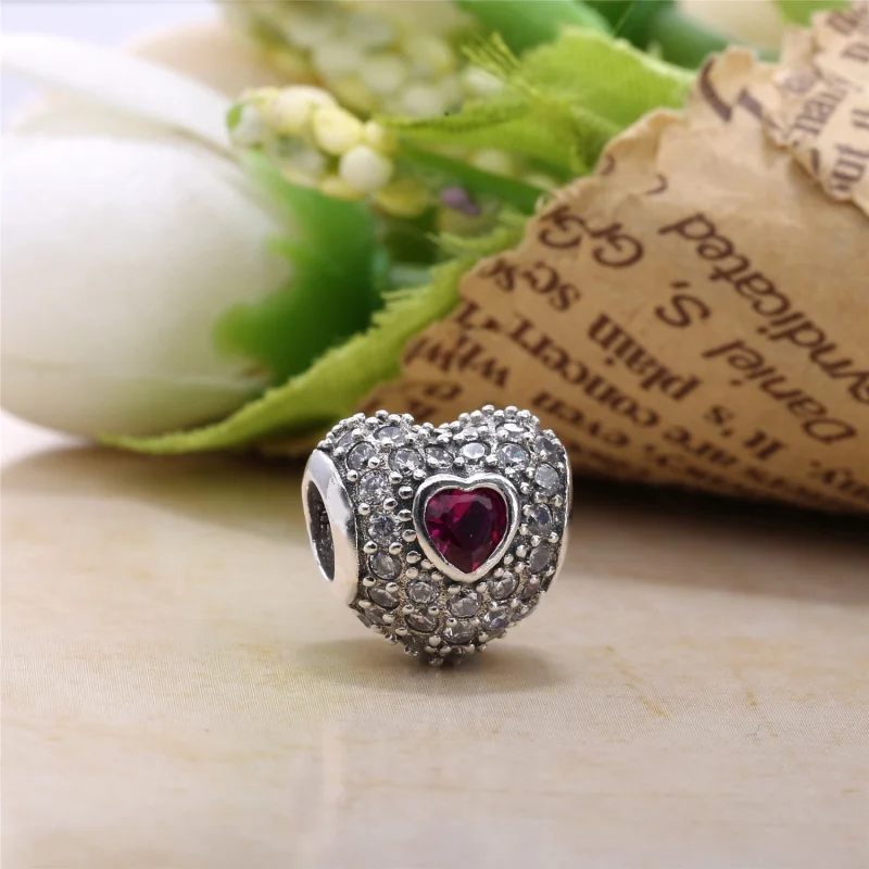 (image for) PANDORA Red Pavé Heart Charm - 791168SRU - View 5