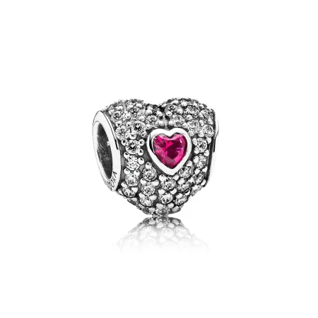 PANDORA Red Pavé Heart Charm - 791168SRU