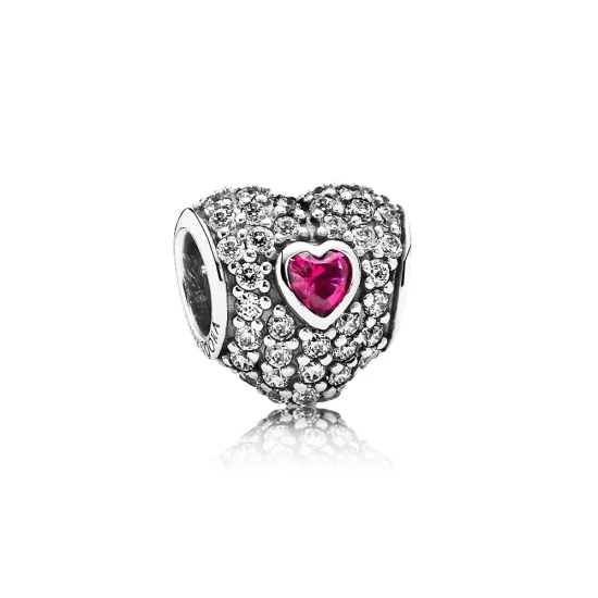 PANDORA Red Pavé Heart Charm - 791168SRU