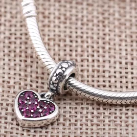 PANDORA Red Pavé Heart Pendant Charm - 791023CZR PANDORA Red Pavé Heart Pendant Charm - 791023CZR