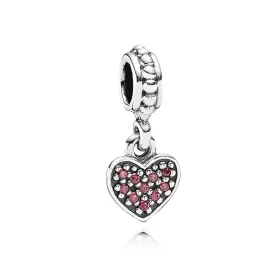 PANDORA Red Pavé Heart Pendant Charm - 791023CZR