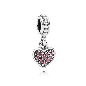 (image for) PANDORA Red Pavé Heart Pendant Charm - 791023CZR