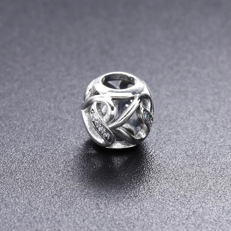 (image for) PANDORA Ribbons of Love Charm, Clear CZ - 792046CZ - View 3
