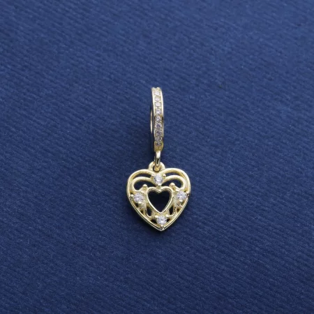 PANDORA Romantic Heart Dangle Charm, 14K Gold Clear CZ - 751001CZ