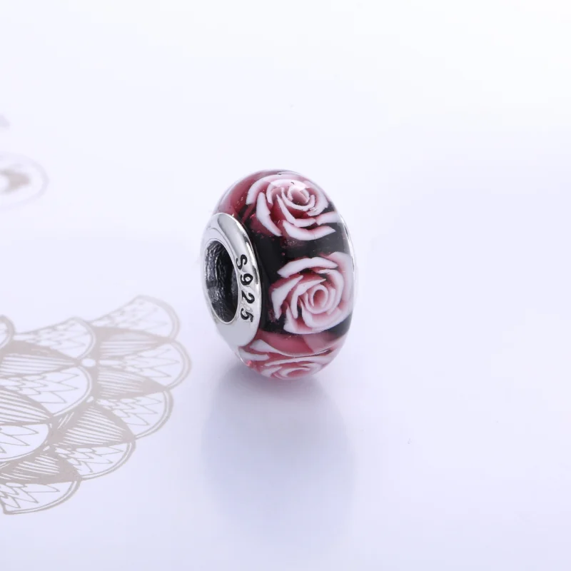 (image for) PANDORA Rose Flower Glass Murano Charm - PL00031-1 - View 2