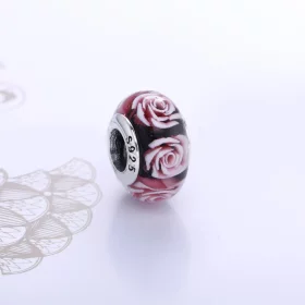 PANDORA Rose Flower Glass Murano Charm - PL00031-1 PANDORA Rose Flower Glass Murano Charm - PL00031-1