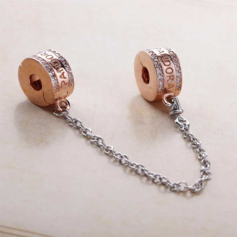 (image for) Pandora Rose Gold Logo Safety Chain - 782057CZ - View 2