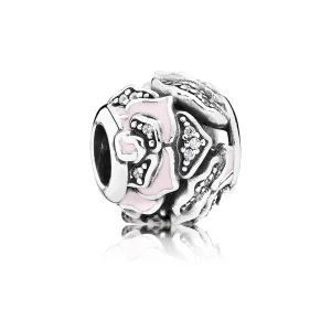 (image for) PANDORA Rose Silver Charm With Cubic Zirconia and Soft Pink Enam - 791527EN40