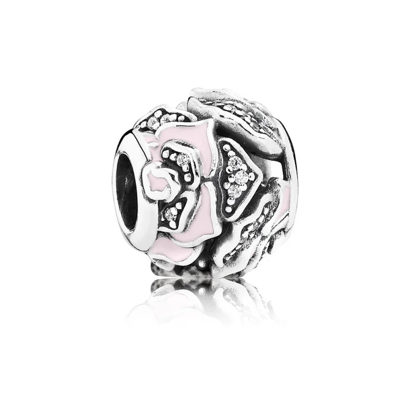 (image for) PANDORA Rose Silver Charm With Cubic Zirconia and Soft Pink Enam - 791527EN40 - Product Image