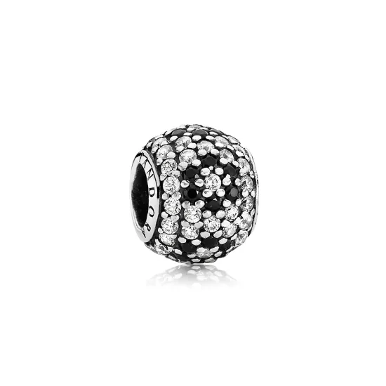 PANDORA Shimmering Blossom, Black Crystal Clear Cz Charm - 791170NCK