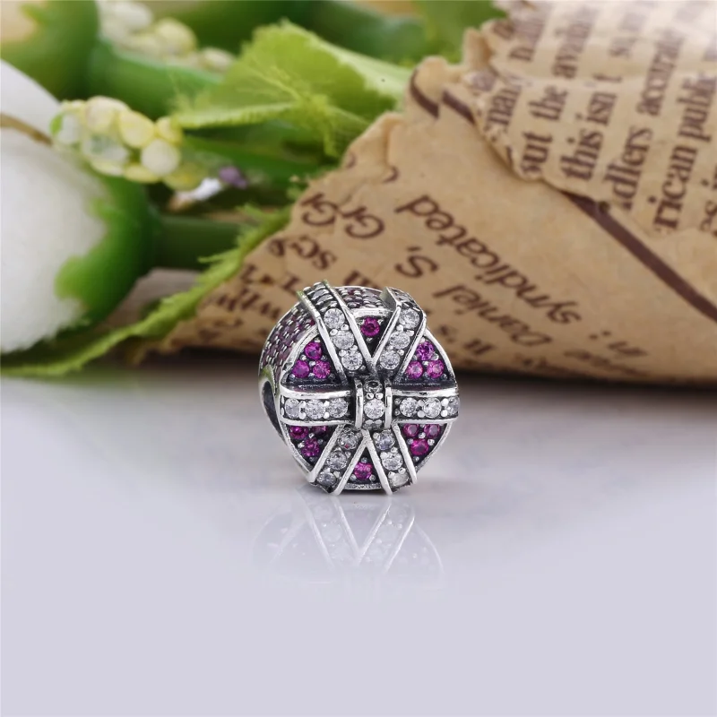 (image for) PANDORA Shimmering Gift Charm, Red Clear CZ - 792006CZR - View 2