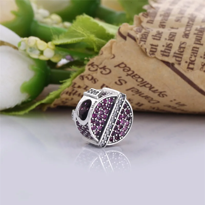 (image for) PANDORA Shimmering Gift Charm, Red Clear CZ - 792006CZR - View 3