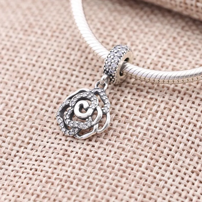 (image for) PANDORA Shimmering Rose Openwork Pendant Charm - 791526CZ - View 2