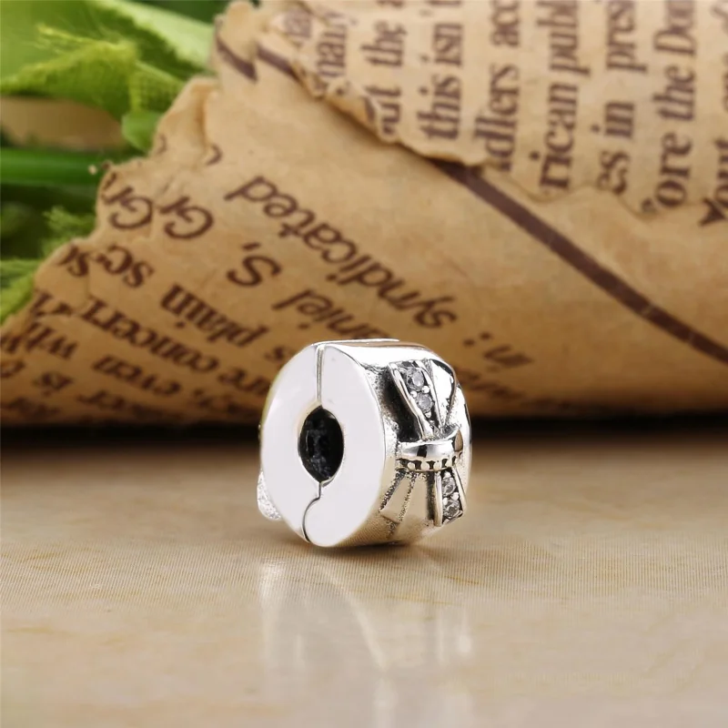 (image for) PANDORA Shiny Bow Clip, Clear CZ - 797304CZ - View 2