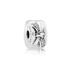 PANDORA Shiny Bow Clip, Clear CZ - 797304CZ PANDORA Shiny Bow Clip, Clear CZ - 797304CZ