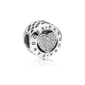 PANDORA Signature Heart Clear CZ Charm - 796218CZ PANDORA Signature Heart Clear CZ Charm - 796218CZ