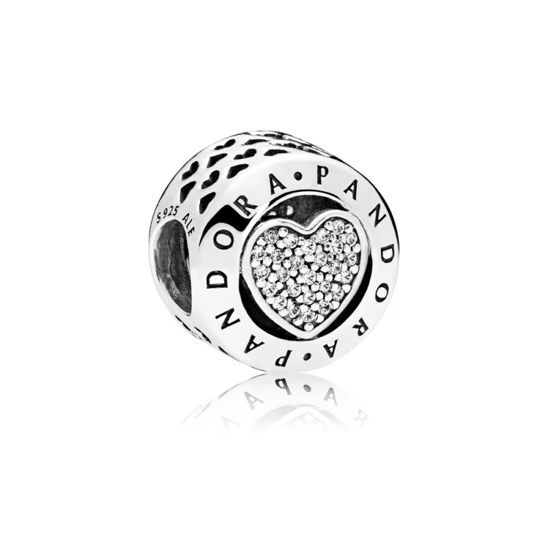 (image for) PANDORA Signature Heart Clear CZ Charm - 796218CZ - Product Image