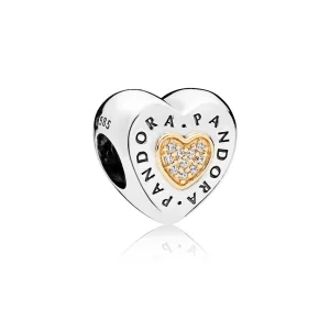 (image for) PANDORA Signature Heart Clear CZ Charm - 796233cz