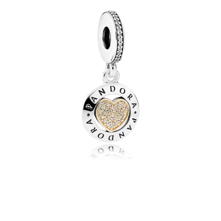 Pandora Signature Heart Clear CZ Dangle Charm - 792082CZ