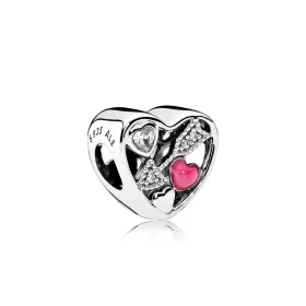 PANDORA Struck By Love Charm, Magenta Enamel Clear CZ - 792039CZ