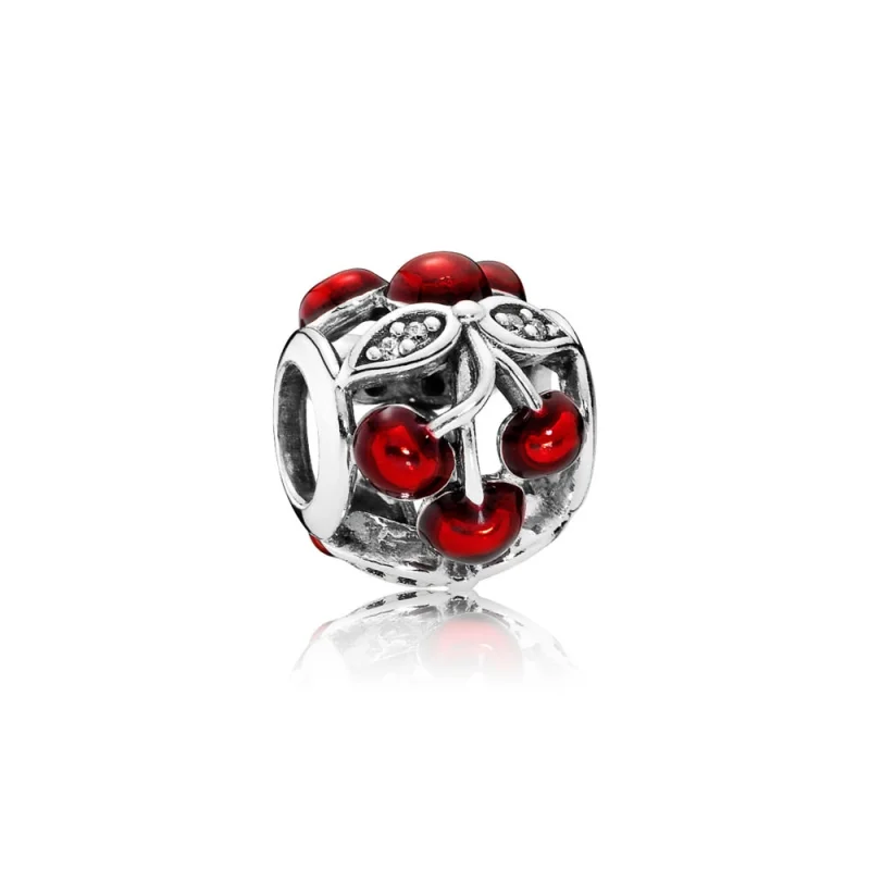 (image for) PANDORA Sweet Cherries, Glossy Red Enamel & Clear Cz Charm - 791900EN73 - Product Image