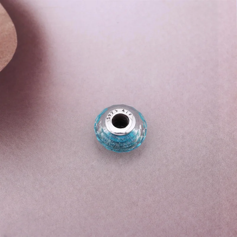 (image for) PANDORA Teal Shimmer Glass Murano Bead Charm - 791655 - View 3