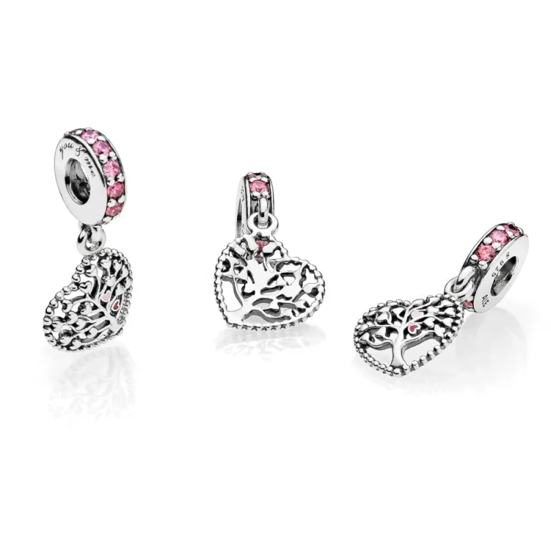 (image for) PANDORA Tree of Love Dangle Charm, Mixed Enamel Multi-Colored CZ - 796592CZSMX - View 5