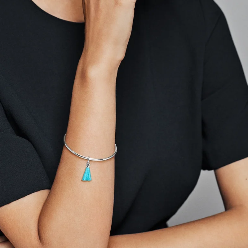 (image for) PANDORA Turquoise Fabric Tassel Dangle Charm - 797212CTQ - View 2