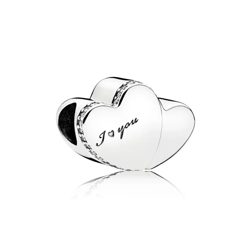 (image for) PANDORA Two Hearts Charm, Clear CZ - 796560CZ - View 2
