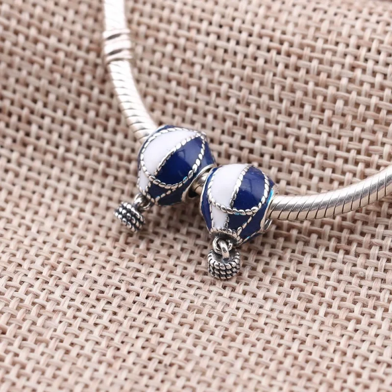 (image for) PANDORA Up and Away, Blue White Enamel Pendant Charm - 791145ENMX - View 2