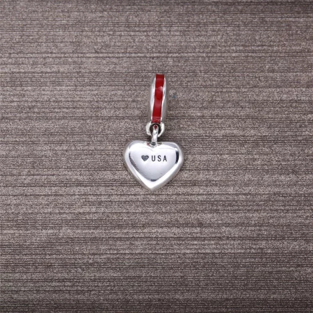PANDORA U.S. Heart Flag Dangle Charm, Red, White Blue Enamel - 791548ENMX